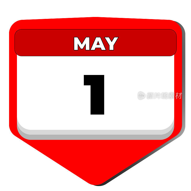 1 .五月矢量图标日历日。五月一日。五月的第一天，日期号。1天日历。一个日期。国际工人劳动,